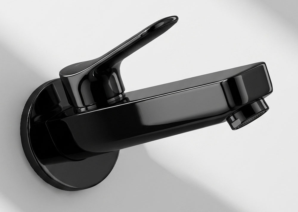 Rubinetto nero lucido con rivestimento nanoceramico protettivo